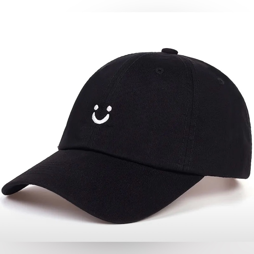1pc Smile Baseball Cap, Baseball Cap, Adjustable Classic Cap Black